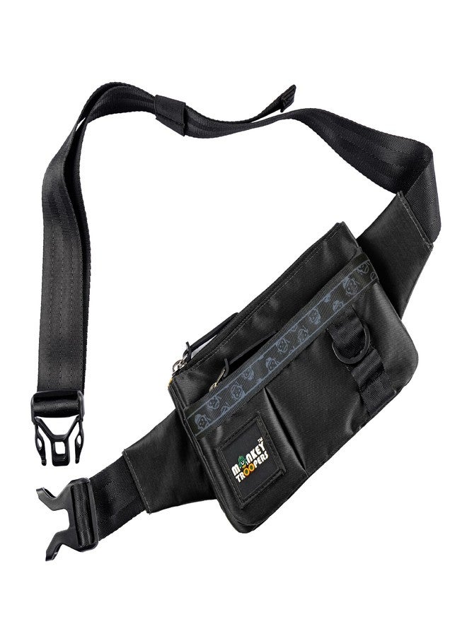 MONKEY TROOPERS Pockit Waist Bag, Crossbody, Chest Bag for Men Women Girls Boys, Lightweight, Durable, Travel, Hikking, Casual, Dailyuse, Water Resistant (Black) - Image 5